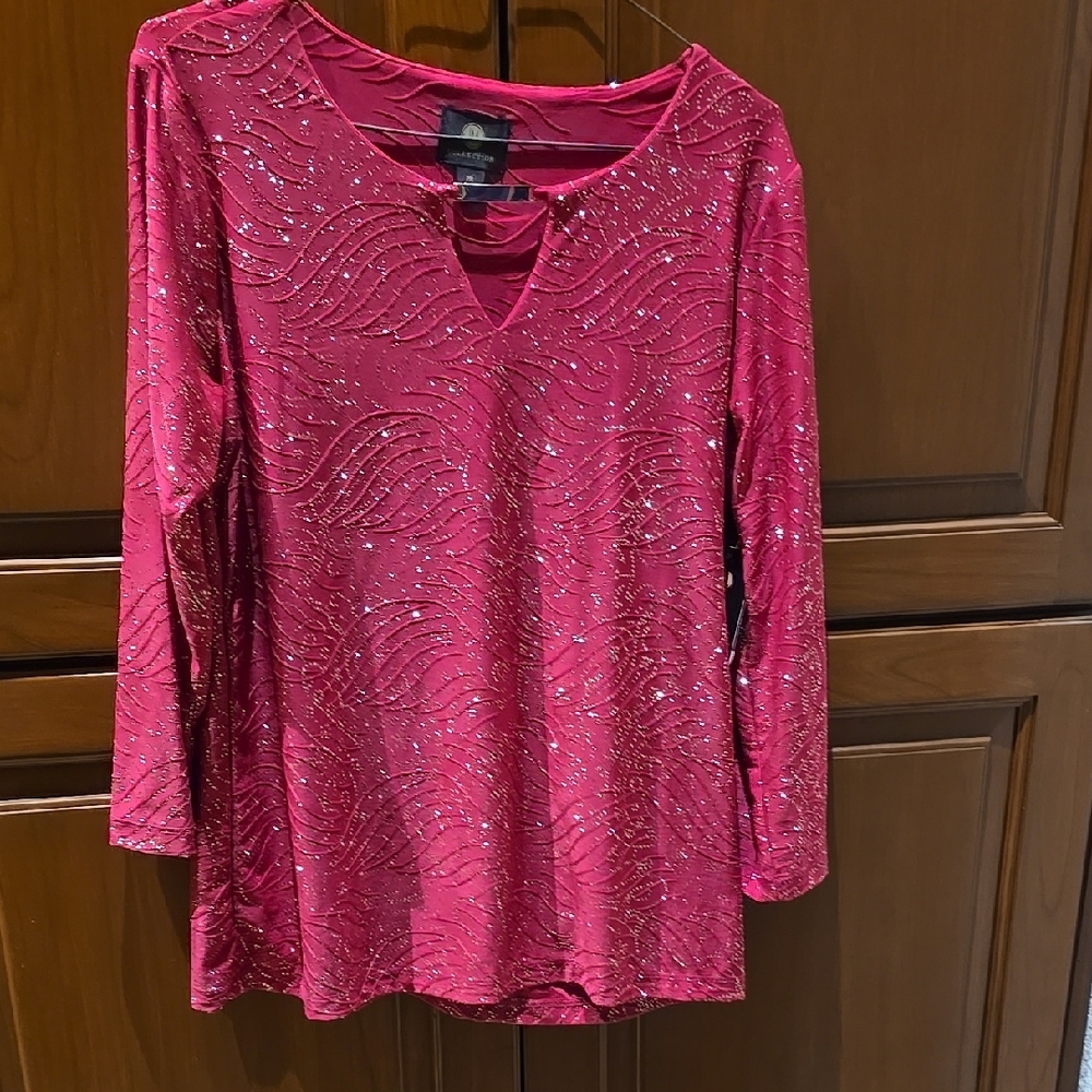 Elegant Red Sequin Petite Women's Top - New With Tags